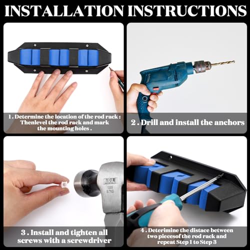 Sratte 4 Pcs Rod Holders for Fishing Boat Wall Mount Fishing Pole Holders Horizontal EVA Foam Garage Rod Rack Summer Boat Accessories for Men Gifts - color: Blue, size: 7.8 Inch