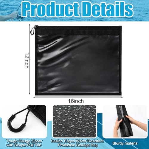 6 Pack Large Fishing Tackle Storage Bags, 12x16 Inch Clear Waterproof Bait Organizer with Heavy Duty Zipper for Soft Plastic Lures Hooks