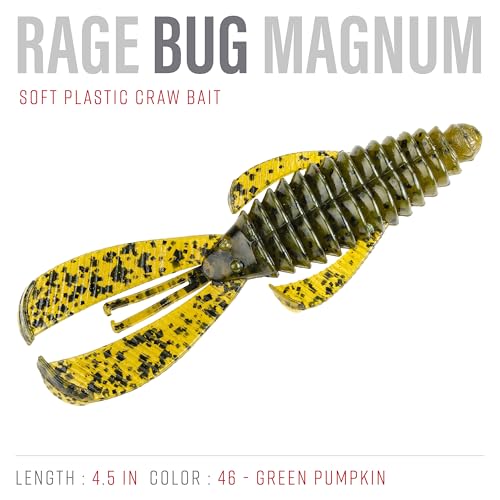 Strike King Rage Bug Fishing Lure, Soft Plastic Grub, Unique Design, Subtle Action - color: Green Pumpkin