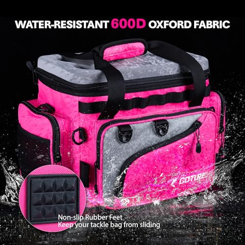 Goture Pink Fishing Rod and Reel Combos with Cooler Tackle Bag, 6FT-9FT Telescopic Fishing Pole with Spinning Reel,4 3600 Trays,Lures,Pliers,Travel Full Kit for Freshwater Saltwater, Women/Beginners - color: A:Pink Tackle Bag with Cooler, size: 19.69"x11.