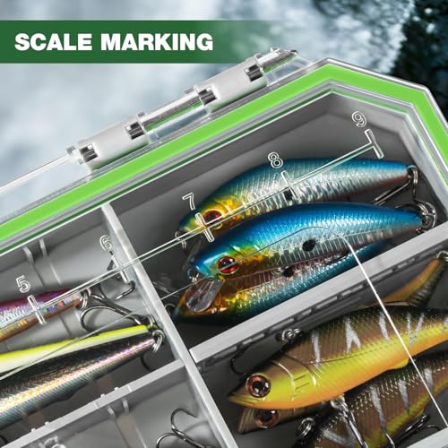 Ghosthorn Fishing Tackle Box, Waterproof 3600 and 3700 Tackle Trays, Plastic Tackle Box Organizer with Removable Dividers, Storage Lure Box and Terminal Tackle Storage - style: 3700*3