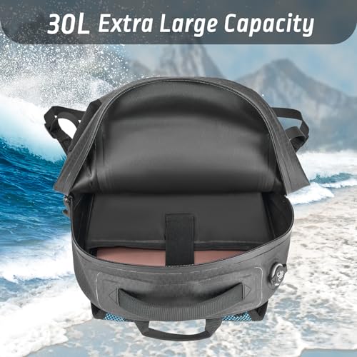 Trudave Waterproof Backpack, Waterproof Submersible Backpack, Floating TPU Coated Dry Bag with Airtight Zipper for Kayak, Fishing, Boating, Hiking, Blue,(20L) - color: Blue, size: 20L