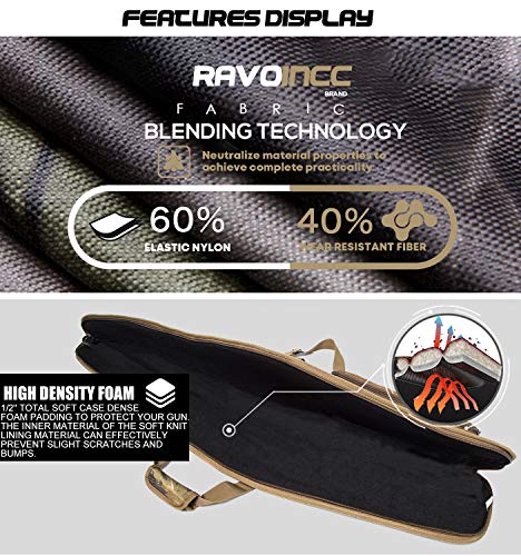 RAVOINCC Rifle Case Soft Shotgun Cases - Water Resistant Gun Carry Bag for Scoped Rifles with 3 Accessory Pockets Adjustable Shoulder Strap Available Length in 46 52 Inch - color: Camo, size: 52inch