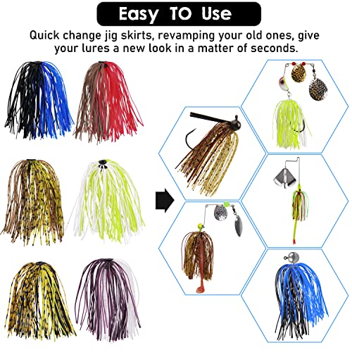 18 Bundles Silicone Jig Skirts, 50 Strands Fishing Lure Skirts Spinnerbait Squid Jig Replacement DIY Lures Kit - color: Type A