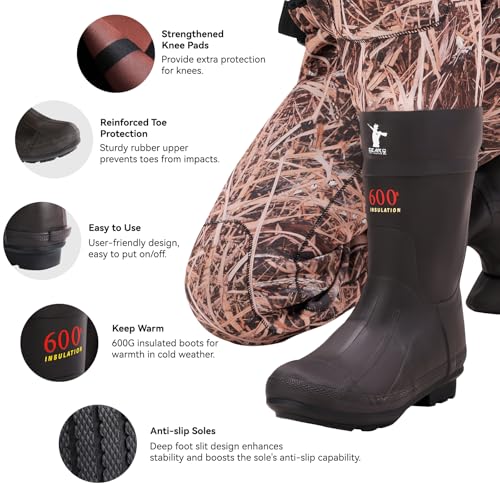 GearOZ Duck Hunting Waders for Men & Women, 5mm Neoprene Waterproof Chest Insulated Camo Wader Fishing Waterfowl Hunter