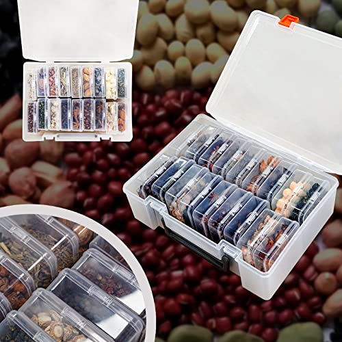 Letken 18 Pieces Small Plastic Craft 0rganizers and Storage, Transparent Box with Hinged Lid for Storage of Jewelry, Diamonds, DIY Art Craft Accessory