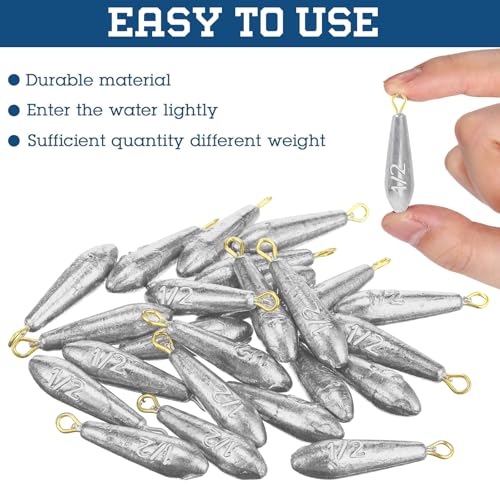 Landhoow Drop Shot Fishing Sinker Weights Kit Freshwater Catfishing Fishing Sinker Bass Casting Removable Line Saltwater Streamlined Snap Weight for Trolling Surf Tackle - size: 1/2 oz