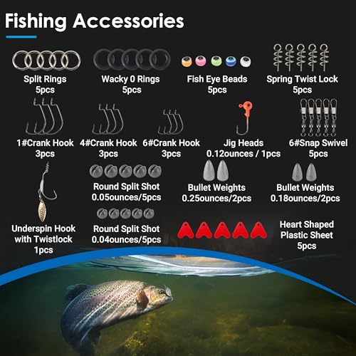 SMMYMGF Fishing Lures Tackle Box Kit,Saltwater Freshwater Fishing Gear and Equipment,Including Bionic Swimbait,Top Water baits,Soft Plastic Baits, Accessories etc for Bass,Trout, Salmon. - color: 77pcs Fishing Tackle Box
