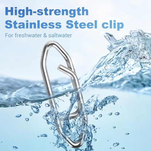 300Pcs Fishing Swivels in 5 Sizes, Fishing Speed Clips for Fishing Lures with A Storage Box, Micro Swivels for Fly Fishing, High Strenth Stainless Steel for Saltwater Fishing