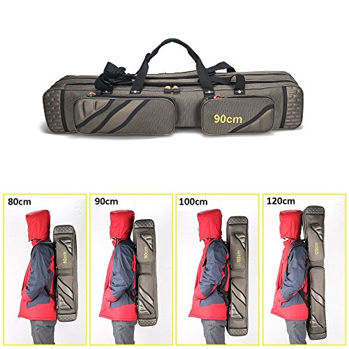 3 Layers Portable Folding Fishing Rod Carrier Reel Case Bags Fish Pole Tools Storage Bag Case Pro Gear Tackle (3 layers/80cm(31.5inch)) - size: 3 layers/80cm(31.5inch)