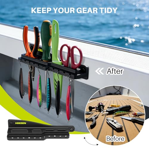 Hikeen Fishing Tool Holder for Boat, Fishing Hook, Pliers, Knives, Lures Organizer for Boat, Screw Mount Marine Tackle Rack Holder