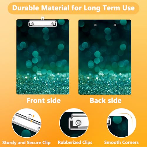 Green Glitter Clipboard, Fashion Decorative Clip Board with Metal Clip Cute Plastic Clipboards A4 Standard Size 8.5" x 12.5" for Nurses, Students, Office - color: Green Glitter