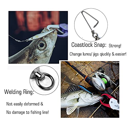 AMYSPORTS Saltwater Connector Fishing Snap Swivel High Strength Snaps Swivel Freshwater Ball Bearing Fishing Swivels Stainless Steel Corrosion Resistant Black Nickel - size: Size 3+3 (77lb) 50 pcs
