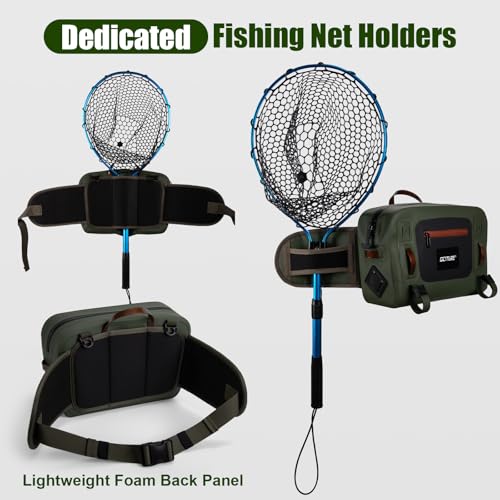 Goture Waterproof Fishing Waist Pack,IPX8 840D TPU Large Tackle Bags with Rod Holder,Airtight Zipper,Detachable Water Bottle Holder, 10L Fly Fishing Bag with Adjustable Strap, Wader Bag Included - color: C1:10L Waterproof Tackle Bag & Wader Bag