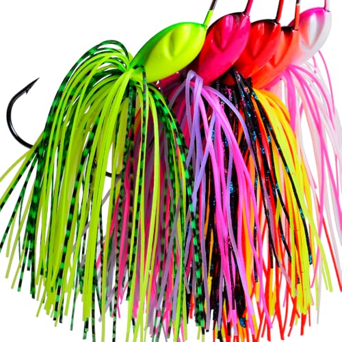 Spinnerbait Fishing Lure, Hard Metal Jig Spinner Baits Kits Swimbait for Bass Trout Pike Salmon Walleye Freshwater Saltwater 5pcs/Pack - color: Spinnerbait 5pcs/set 3, size: 3/8oz