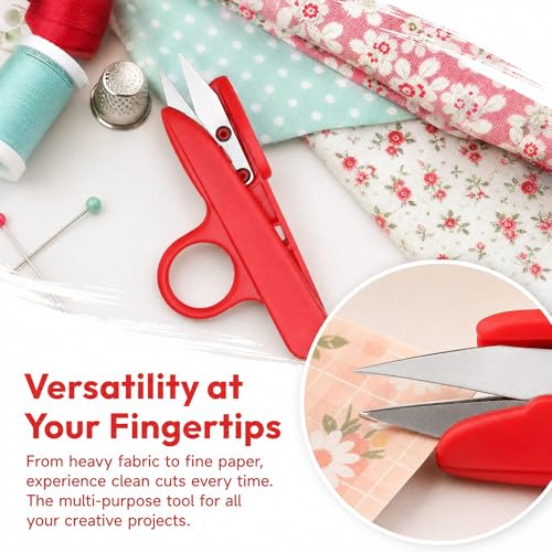 Thread Snips Precision Sewing Nippers Small Plastic Craft Clippers Suitable for Thread Snips Scissors for Sewing Embroidery Fabric Fishing Line Thick Material Cutting(Red)