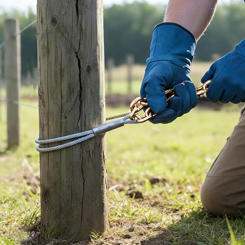 Fence Post Remover Tool with Galvanized Cable & Chain - Works with Jack/Lever, Effortlessly Extract 4x4 Fence Poles(Even Broken) for Residential/Agricultural Fence Repair