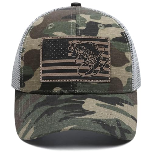 Fishing Gifts for Men - Snapback & Trucker Hats - American Flag Outdoor Fishing Hat - color: 04.camo (Mirrored)