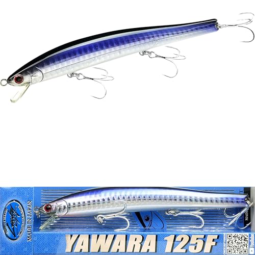 Lucky Craft FlashMinnow 125 YAWARA Saltwater Fishing Lure, Jerkbait for Halibut and Sea Bass, Long Casting Fishing Gear, Slow Sinking 5in 0.7oz, Tackle Box and Fish Accessories - color: 7635 KL Zebra Purple Anchovy, size: 125F, style: No Scales