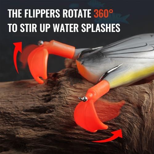 Mouse Rat Dunk Topwater Fishing Lures for bass Durable Lifelike Silicone Artificial Soft Bait, Trout Fishing Lures, Realistic Prop Swimbait Floating Bait with Weedless Hooks for Freshwater Saltwater