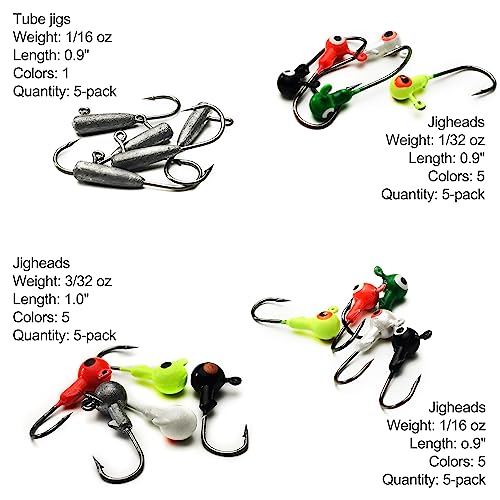 Crappie Lures Tube Lures Jigs Heads Worms Swimbaits Kit, 165, 124, 50 Pcs Pre-Rigged Crappie Jigs Tube Hooks Soft Plastic Grub Worms Baits for Bass Trout Freshwater Saltwater Fishing - color: 124 Pcs - Crappie Lures Tube Lures