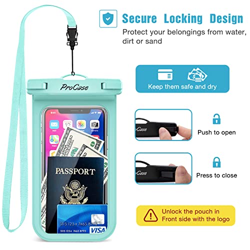ProCase 2 Pack Waterproof Phone Pouch Case, 7" Universal Underwater Cellphone Dry Bag for iPhone 17 Air 16 15 14 13 Pro Plus Max 12 11, Galaxy S24 S23 S22 Ultra Pixel -Black/Green - color: Black/Green