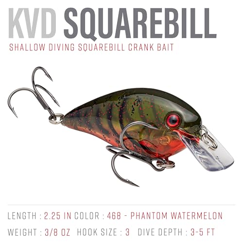 Strike King KVD 1.5 Hard Knock Fishing Lure, 3/8 oz, 3D Lifelike Eyes - color: 468 - Phantom Watermelon Seed Red Craw, size: 1.5-Ounce