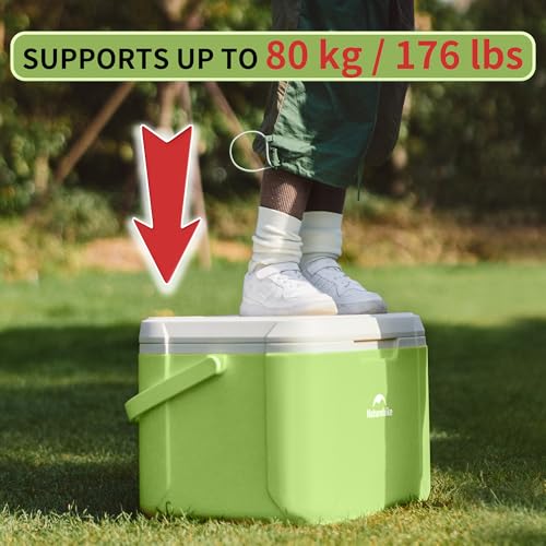 Naturehike 5.3/15/19 QT Hard Cooler, Insulated Ice Chest Box, Portable Ice Retention Cooler for Beach Camping Picnic Fishing Barbecue - color: Green, size: 14.8QT
