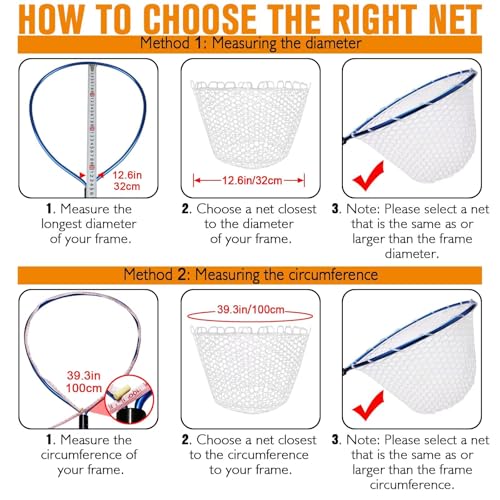Dovesun Rubber Fishing Net Replacement Netting Without Handle Clear Black Fishing Nets for Fish Fly Fish Landing Net Bag for Freshwater Saltwater Foldable Trout Net Rubber Mesh 5 Sizes White Black Red - color: White, size: 15.6"dia-11.7"depth(48"Circumfer