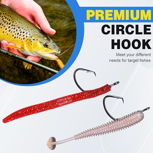 Circle Hooks Saltwater,100pcs Catfish Hooks Offset Circle Octopus Fishing Hooks High Carbon Steel 2X Strong Barbed Fishhooks for Bass Trout Freshwater Saltwater - size: 100pcs-2/0