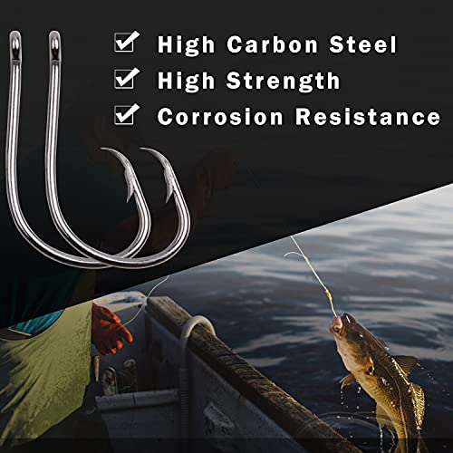 Inline Circle Hooks Saltwater, 100pcs Saltwater Fishing Hooks High Carbon Steel Fish Hook Straight Eye Octopus Hook for Catfish - size: 100PCS 2/0