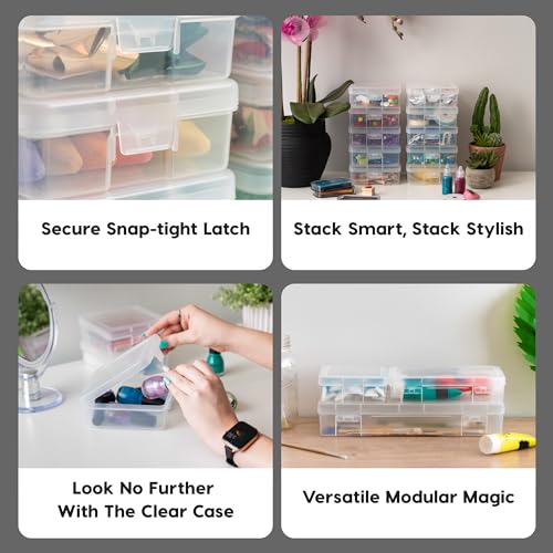 IRIS USA Clear Storage Cases, 18-Pack, |Made in USA|, Plastic Bead Organizing Containers with Snap Lid for Arts, Crafts, Ephemera, Stickers, & Dance Cheer, Clear - Small - size: 18 - Pack, style: Small