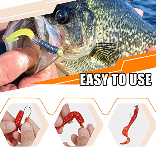 Fishing Jig Head Hooks Kit, Round Ball Crappie Jig Heads Lures Assorted Painted Fishing Lures Jig Heads for Walleye Bass Saltwater Freshwater Fishing 50/69/70pcs - style: 69pcs Kit