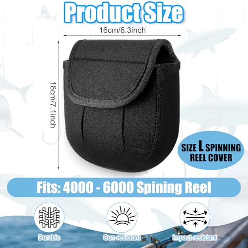 Fishing Spinning Reel Covers Case for 2000-6000 Series Baitcasting Trolling Fishing Reels Protective Bag Case Pouch Sleeve Gloves - color: Black, size: 4000-6000 Spinning Reel