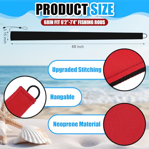 Neoprene Fishing Rod Sleeve Rod Socks Puncture Resistant Fishing Rods Cover for Storage and Transportation Protective Case for Casting Trolling Spinning Rods - color: Mix Colors
