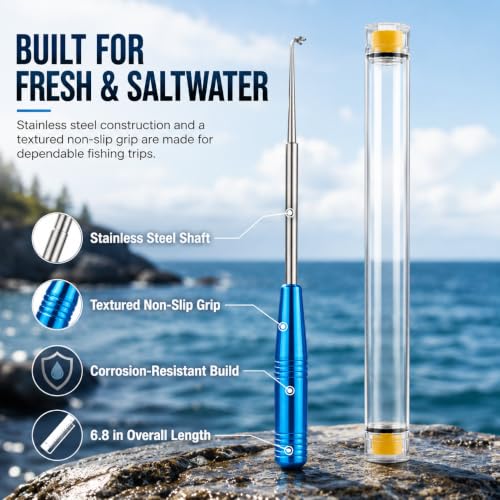 4PCS Fish Hook Remover Tool – Stainless Steel Fishing Hook Remover, Quick Removal Extractor with Storage Tube, Essential Fishing Gear and Equipment for Anglers