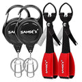 SAMSFX Fishing Knot Tying Tool, Multifunctional Fly Fshing Nippers, Quickly Tie Fishing Knots for Hooks, Lures and Flies, Fishing Clippers with Retractor - color: 2sets Black Knot Tool(red Grip) & Carabiner Zinger, style: Carabiner Retractor