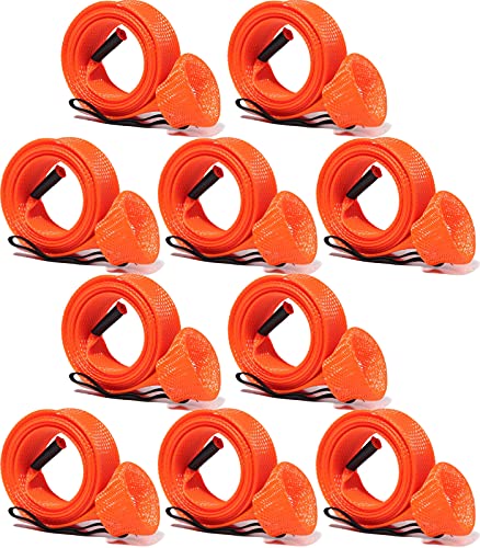 Fishing Rod Sock Mesh Sleeve Rod Cover Braided Mesh Rod Protector Pole Gloves Fishing Tools for Fly, Casting, Sea Fishing Rod - color: Orange Color Set (10pc)