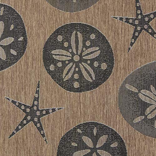 Gertmenian Indoor/Outdoor Flatweave Area Rug - 6x9 Medium, Stain & UV Resistant, Ideal for Deck, Patio, Poolside, Mudroom - Sand Dollar Starfish, Nut Brown Black, 22219 - color: Sand Dollar Starfish Nut Brown Black, size: 6'6" x 9'6" (Rectangular)