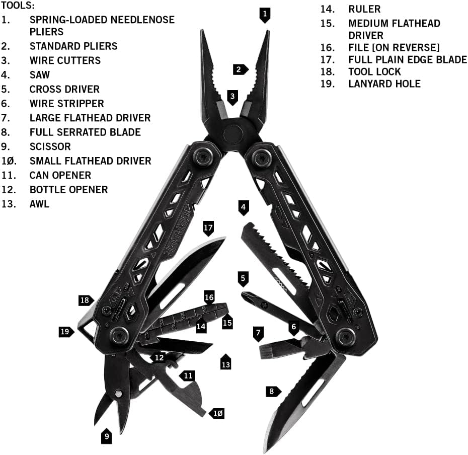 Gerber Gear Truss Multitool, Gifts for Men, 17-in-1 EDC Needle Nose Pliers, includes Pocket Knife, Screwdriver, and Bottle Opener Accessories, Fishing and Camping Gear, Black (Pack of 12) - style: Black Molle Sheath (Pack of 12)