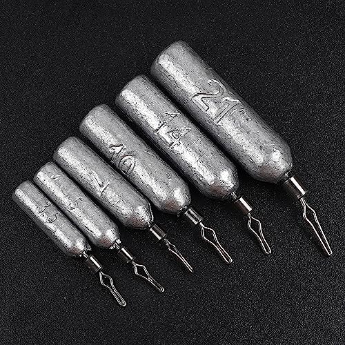 Fishing Drop Shot Weights Saltwater Fishing Sinkers Dropshot Fishing Sinker Skinny Pencil Shaped with Barrel Swivels Snagless Sinker Rig Fishing Weights for Freshwater Bass Fishing Lures - style: 1/8oz - 30pcs