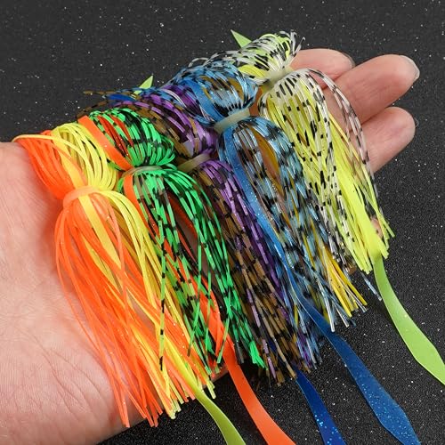 Silicone Jig Skirts Replacement Spinnerbait Skirts Fishing Lure Skirt Quick Change Umbrella Skirt for Spinnerbaits Buzzbaits Bass Fishing Jig Lure Making Supplies, 10/20pcs - color: 20 Packs