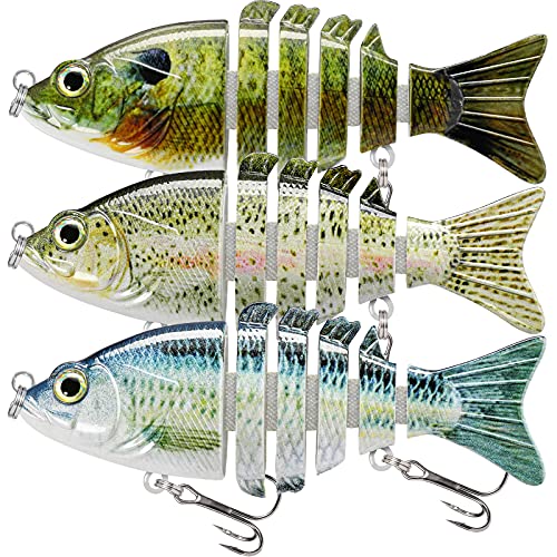 TRUSCEND Swimmax Easy Catch Fishing Lures with BKK Hooks, Wiggling, Vibrating, Rattling and Gurgling for More Bites, Heavy-Duty Dyneema Fiber Jointed Swimbaits for Bass, Trout, Crappie, Walleye, Pike - color: A1-3",0.4oz