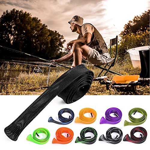 Fishing Rod Sleeve Braided Mesh Rod Protector Fishing Rod Sock Cover Pole Glove Tools 10 Pcs