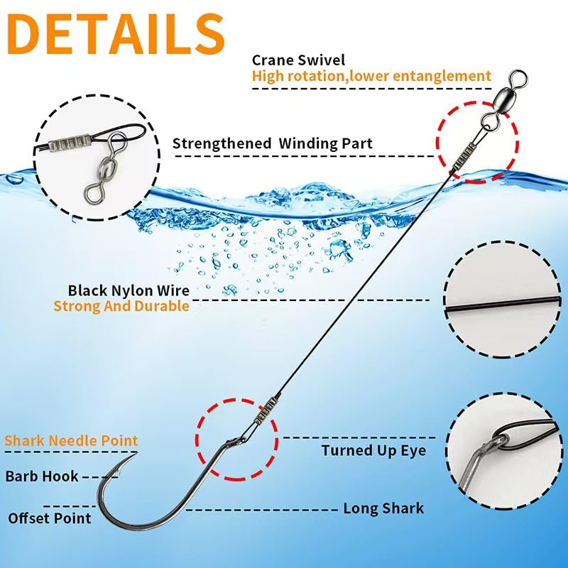YOTO Circle Hooks Rigs with Saltwater Steel Leader Wire, 25/50PCS Octopus Hook Rig for Bass Catfish Fishing - color: 25pcs/bag, size: 3/0