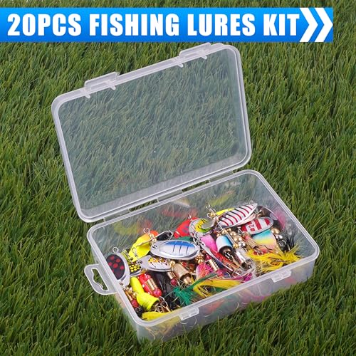 Spinnerbaits Rooster Bait Tail Fishing Lures Kit Inline Spinner Spoon Lures Bass Salmon Trout Hard Metal Spinner Baits for Saltwater Freshwater - style: 20pcs Spinnerbaits