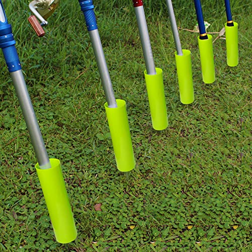 Fishing Rod Holder, 4 Pack Fishing Pole Holders Ground, Rod Holders for Bank Fishing, Beach Support Stand Reinforced PVC, 4 Free Alarm Bells - style: Green