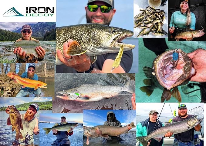 IRON DECOY Spoon Fishing Lures 3-Pack, Multi-Species Metal Spoons for Trout, Walleye, Bass, Salmon, Pike, Ice Fishing & Trolling, Vibrating Spoon Lure Kit - color: Walleye, 1/4 oz