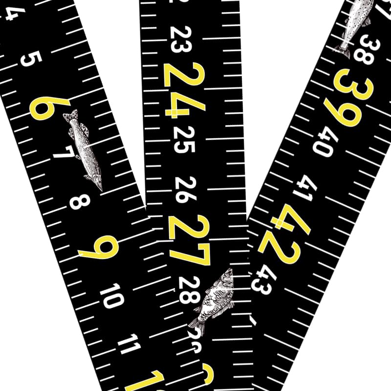 Fishing Ruler for Boat 51" Self-Adhesive Fish Measuring Decals (3 Pack) Waterproof Self Adhesive Measuring Ruler Tape (Black) - color: BLACK