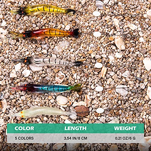 Goture Soft Shrimp Lures Fishing Saltwater Luminous Shrimp Bait Set Fishing Lures with Sharp Hooks for Freshwater Saltwater Trout Bass Salmon Crappie Walleye Pike Perch - color: 3.54in/0.21oz 15Piece